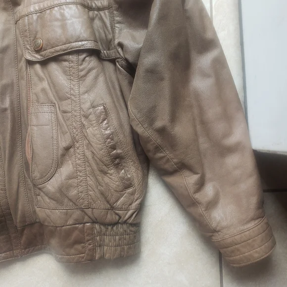 Reed Sportswear Vintage brown Leather Bomber Jacket Brown removable liner 48L
